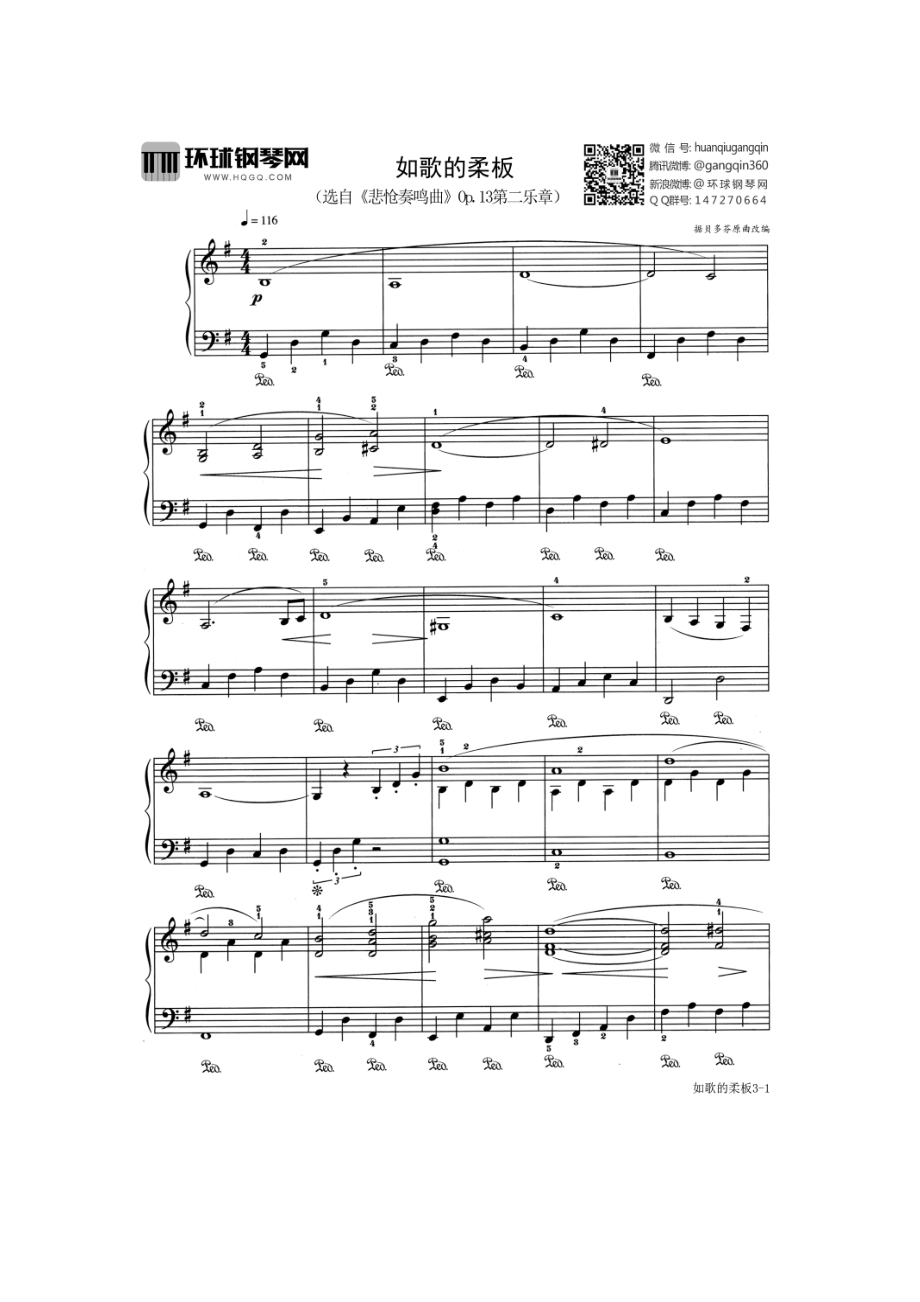 如歌的柔板（选自《中外钢琴独奏小品3》） 钢琴谱.docx_第1页