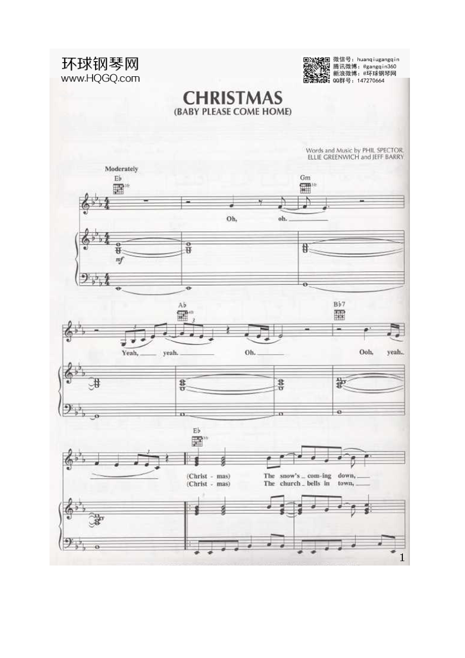 CHRISTMAS（选自《Christmas》专辑弹唱版钢琴谱合集） 钢琴谱.docx_第1页