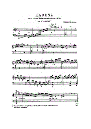 段莫扎特钢琴协奏曲华彩 Cadenzas to Mozart's Piano Concerto 钢琴谱.docx