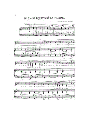 SE EQUIVOCO LA PALOMA（选自《阿根廷组曲》） 钢琴谱.docx