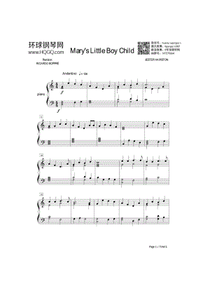 Mary's Boy Child（圣诞歌曲 ） 钢琴谱.docx