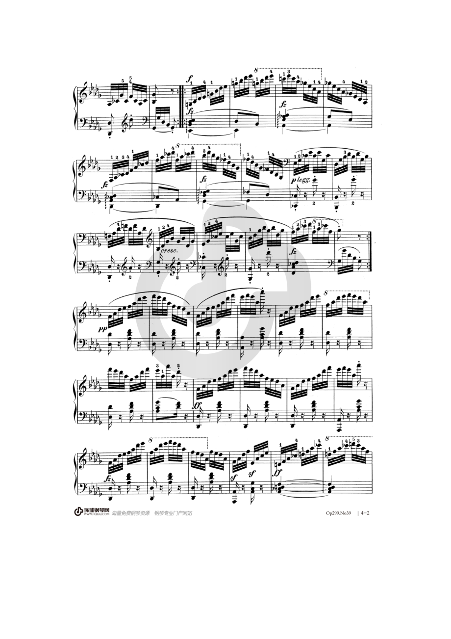 车尔尼《快速练习曲 Op.299》——No.39 钢琴谱.docx_第2页