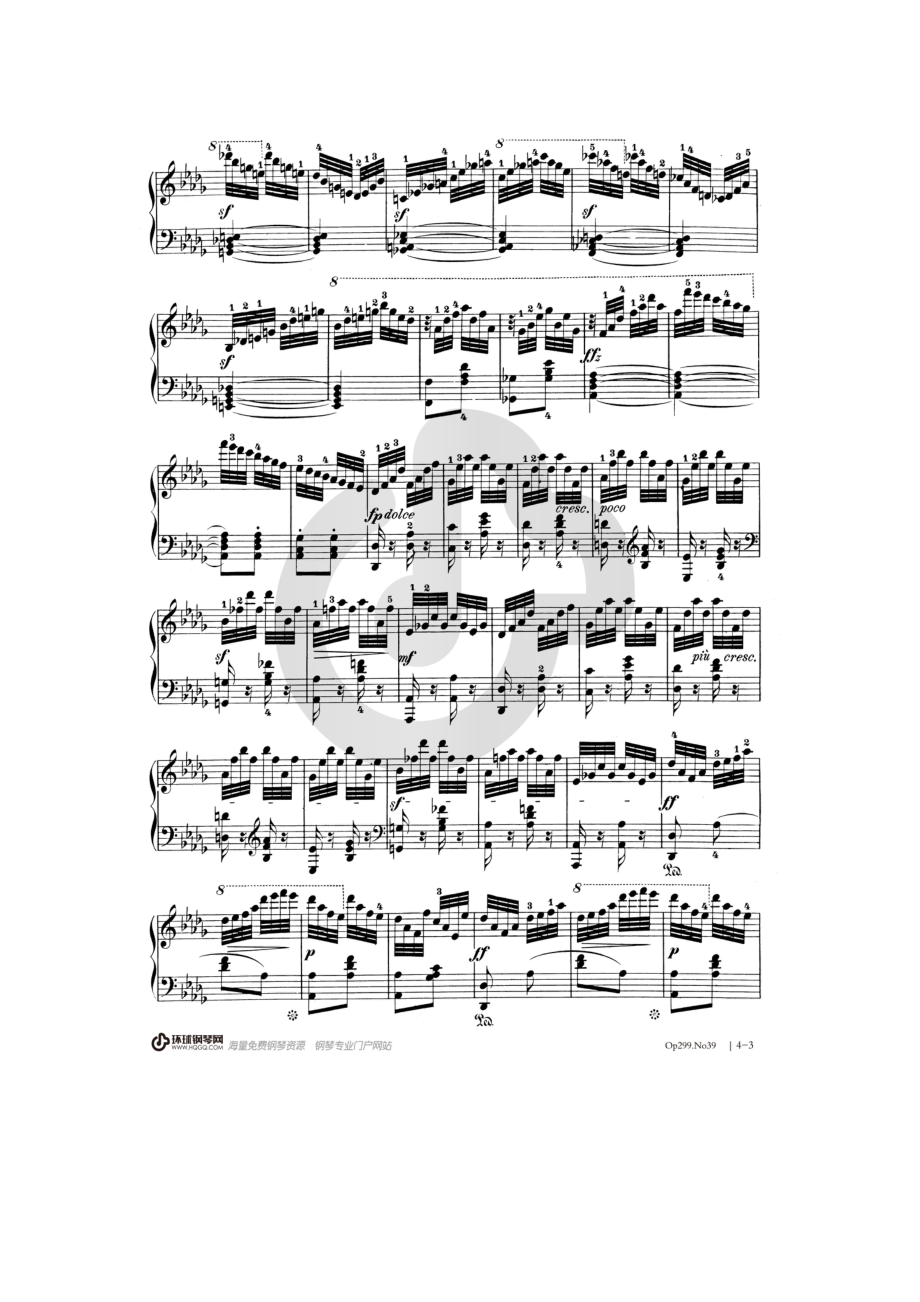 车尔尼《快速练习曲 Op.299》——No.39 钢琴谱.docx_第3页