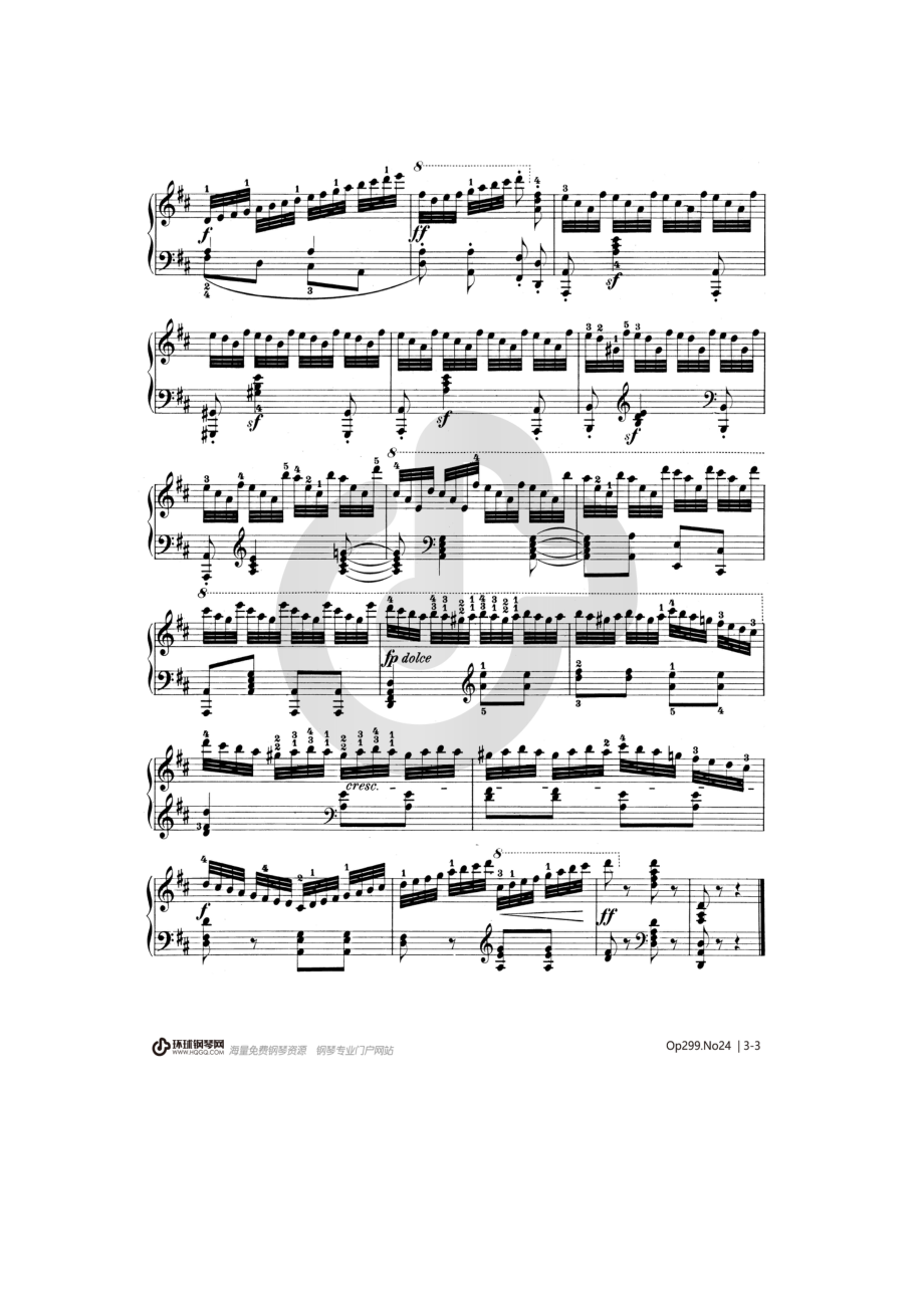 车尔尼《快速练习曲 Op.299》——No.24 钢琴谱.docx_第3页