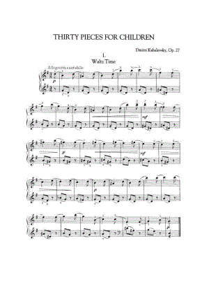 首儿童钢琴曲 Thirty Pieces For Children Op.27 钢琴谱.docx