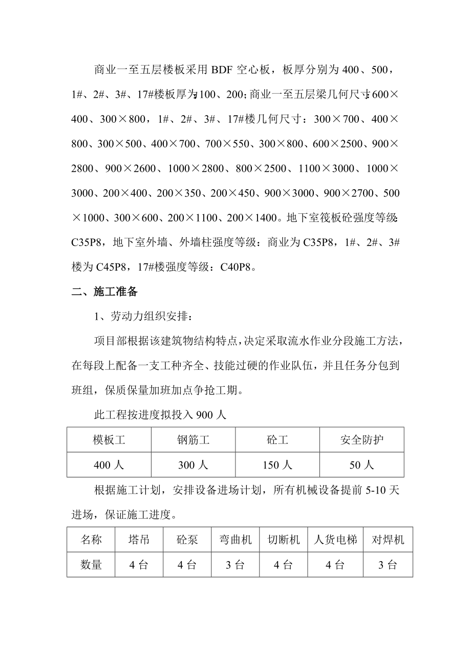 商业住宅,主体框剪结构施工方案.doc_第2页