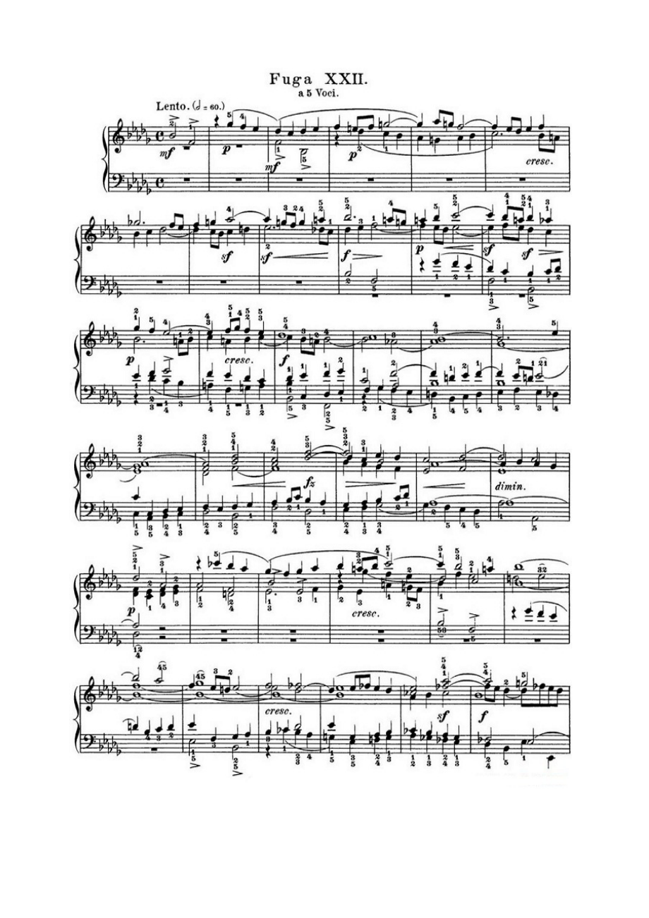 巴赫《平均律钢琴曲集·第一卷》之赋格曲（NO.22） 钢琴谱.docx_第1页