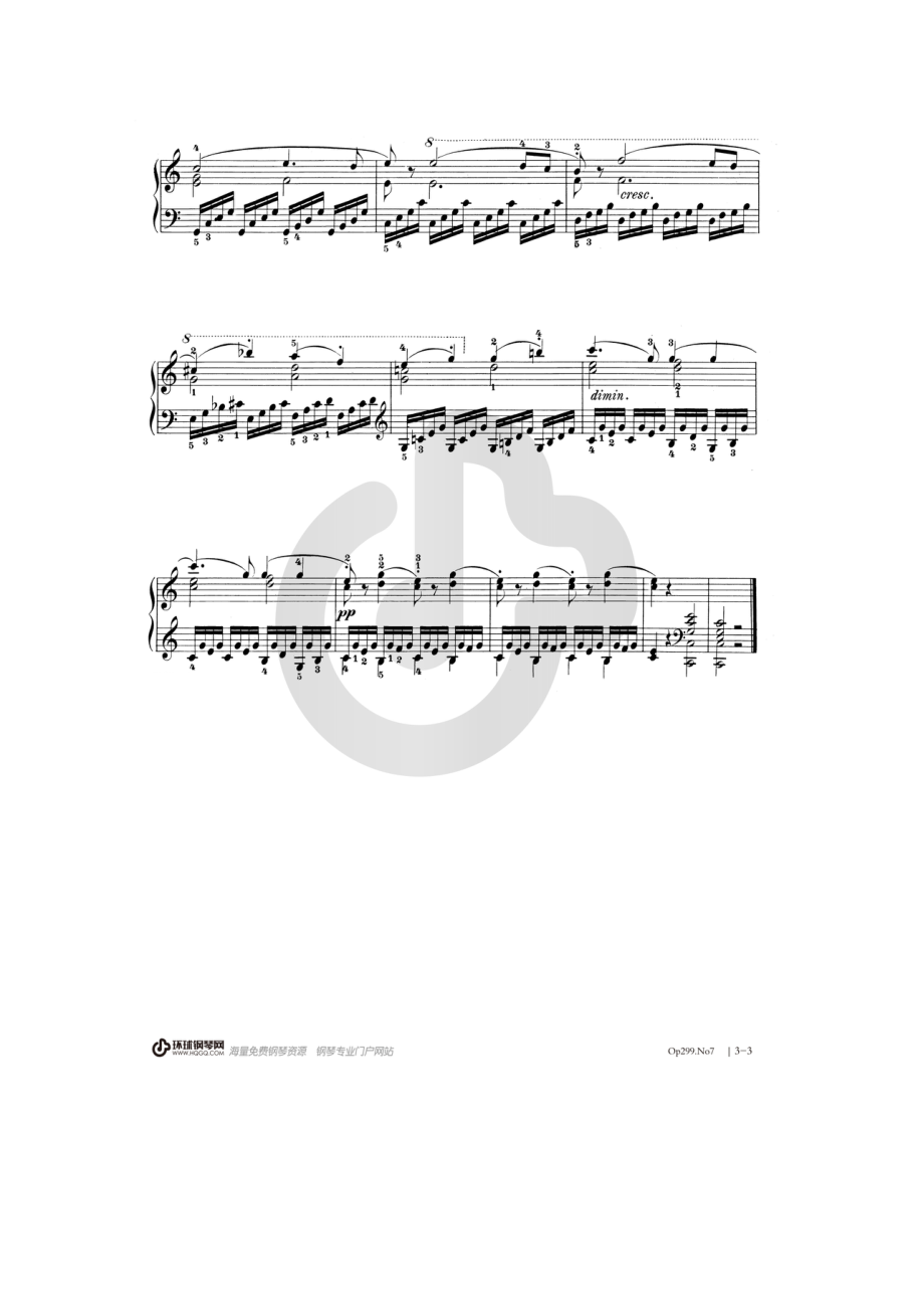 车尔尼《快速练习曲 Op.299》——No.7 钢琴谱.docx_第3页