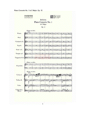 C大调钢琴第一协奏曲 Op.15 第一乐章 钢琴谱.docx