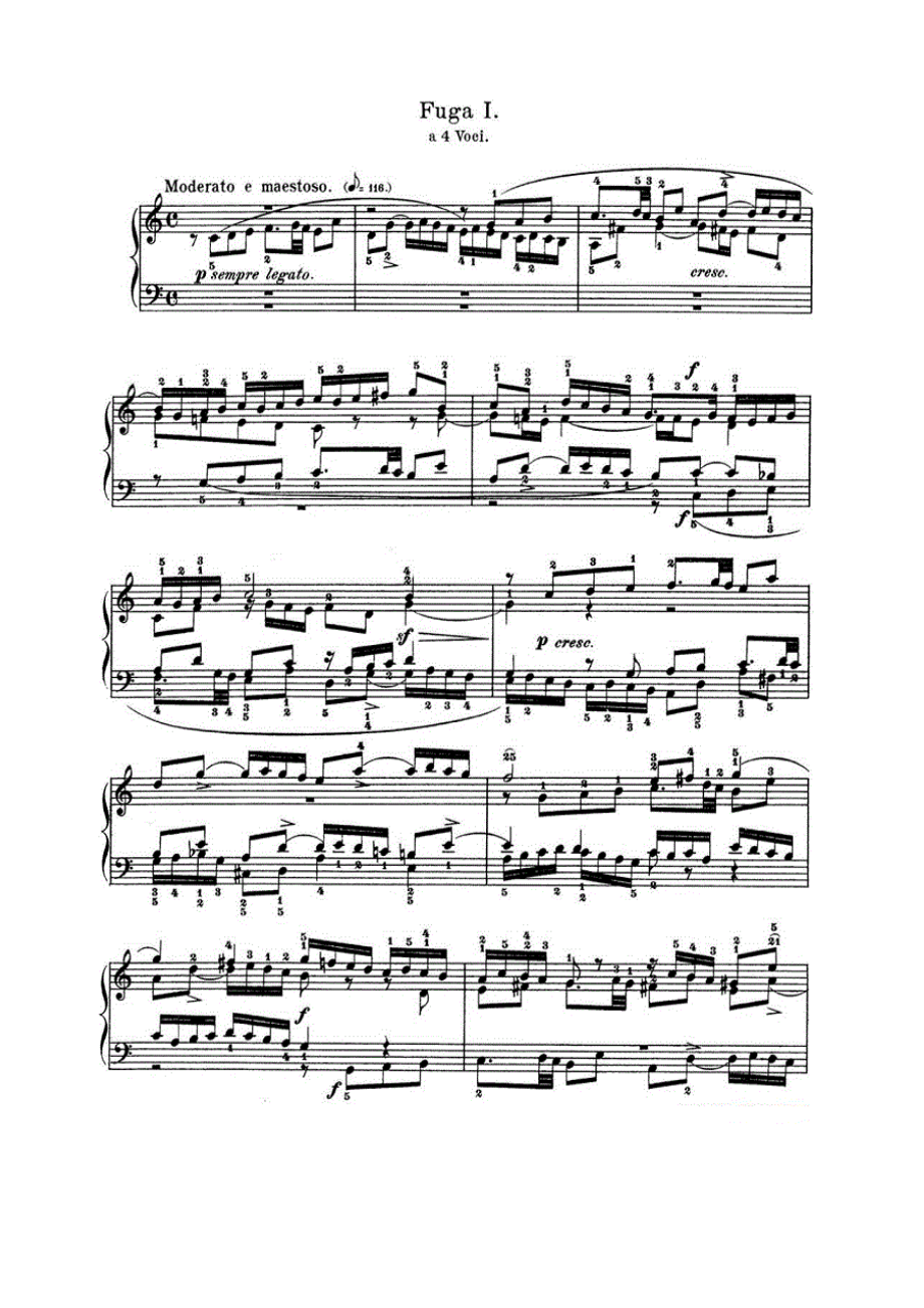 巴赫《平均律钢琴曲集·第一卷》之赋格曲（NO.1） 钢琴谱.docx_第1页