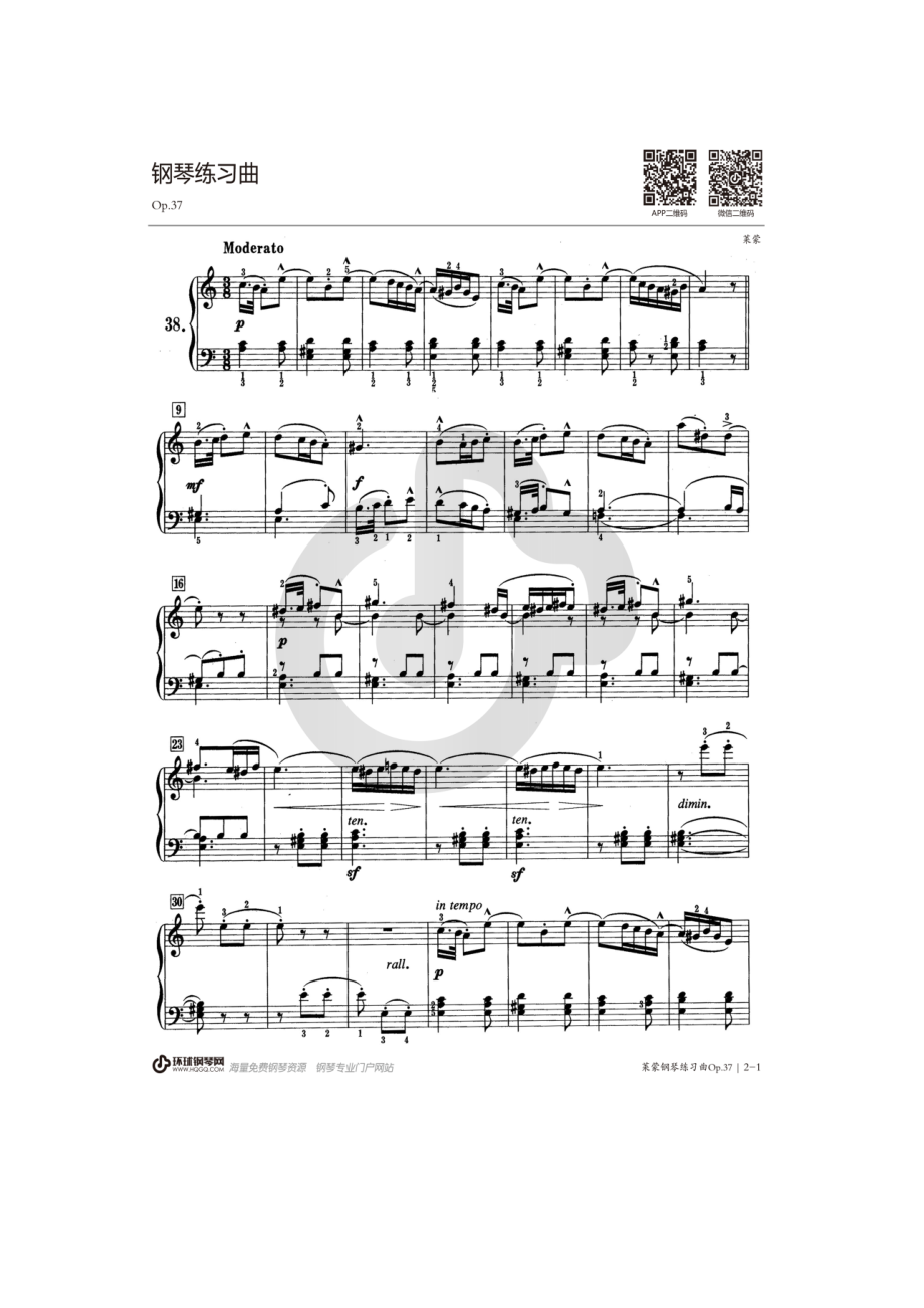 No.38——莱蒙钢琴练习曲Op.37 钢琴谱.docx_第1页