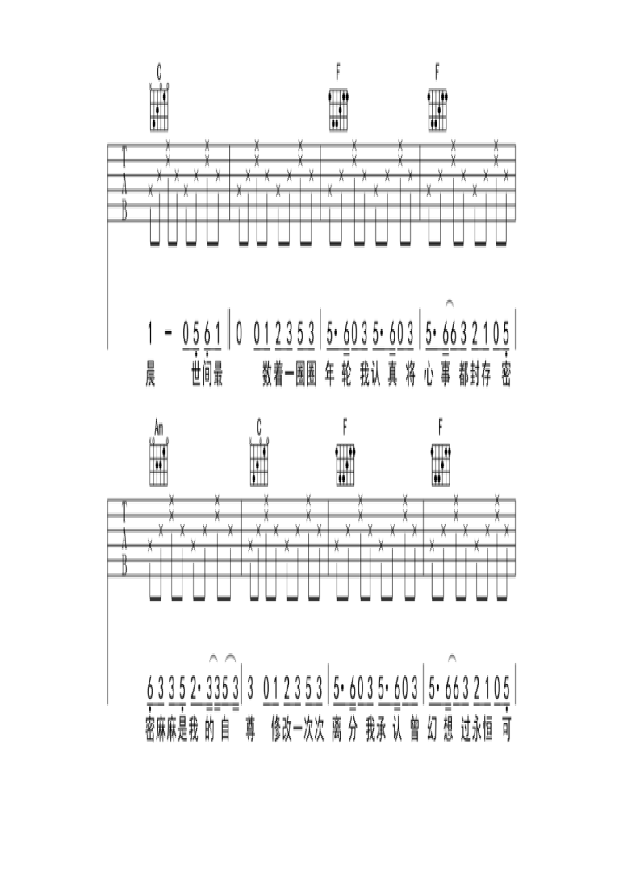 汪苏泷《年轮》吉他谱《年轮》是电视剧《花千骨》中的插曲由汪苏泷作词作曲并演唱以创作人的角度诠释《花千骨》千世虐恋 吉他谱_2.docx_第2页