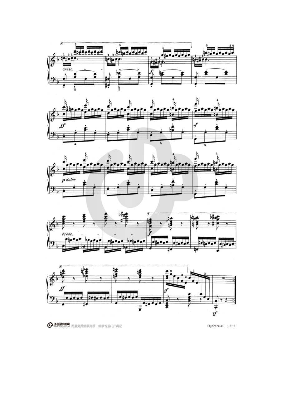 车尔尼《快速练习曲 Op.299》——No.40 钢琴谱.docx_第2页