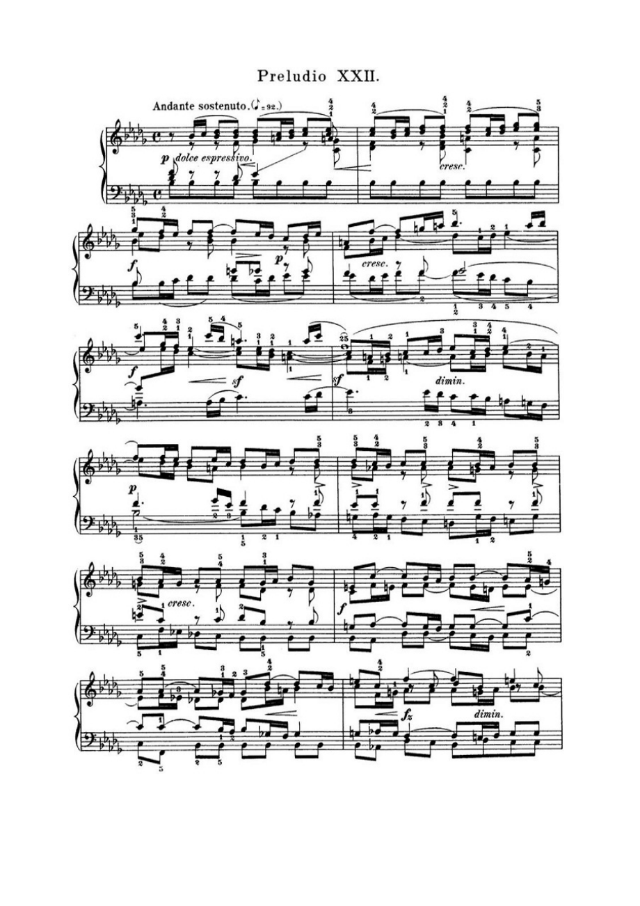 巴赫《平均律钢琴曲集·第一卷》之前奏曲（NO.22） 钢琴谱.docx_第1页