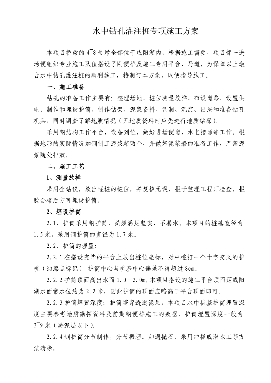 水中钻孔灌注桩专项施工方案.doc_第1页