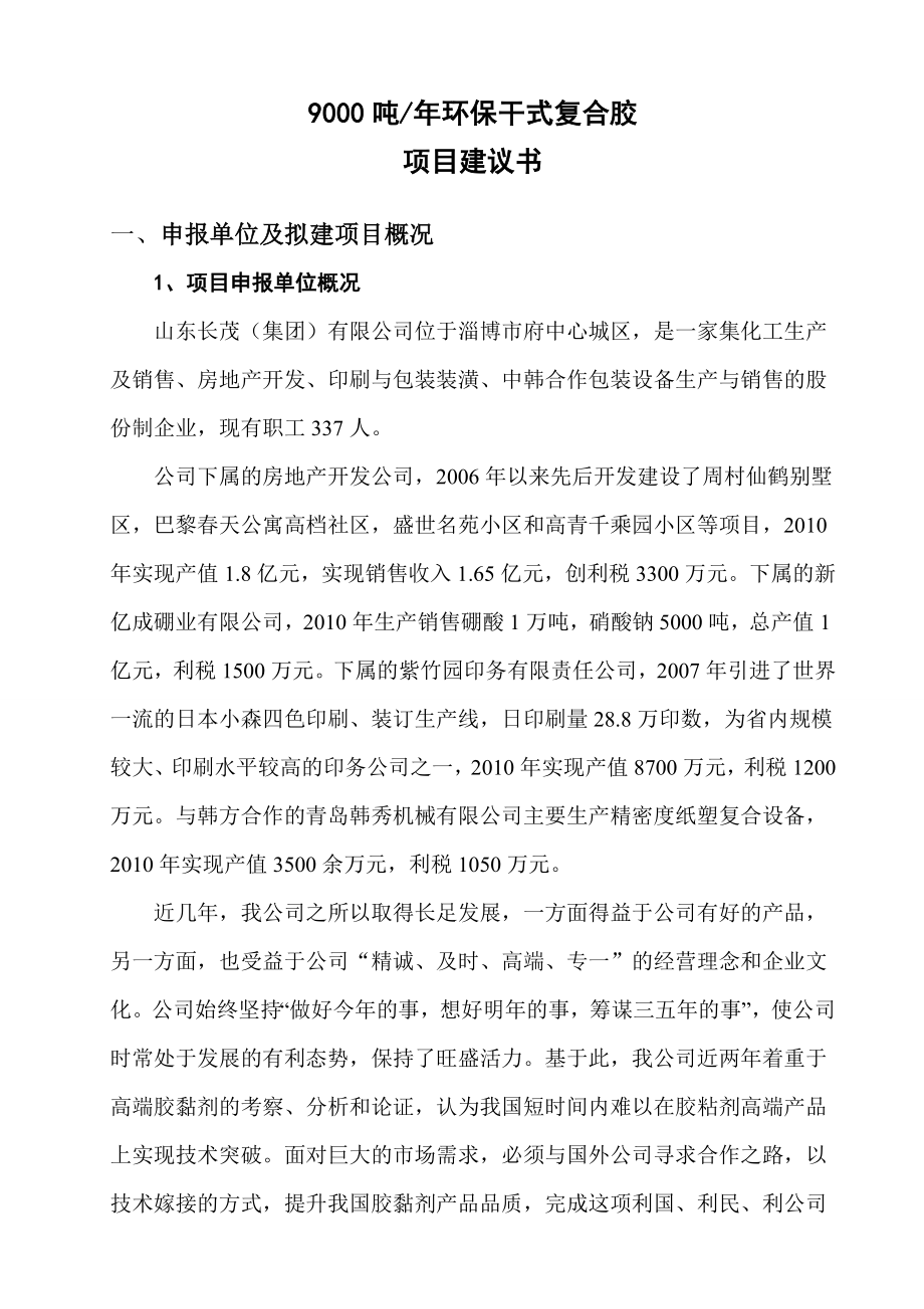 9000吨环保干式复合胶项目建议书.doc_第2页