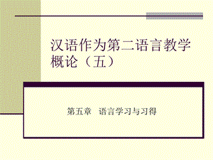 汉语作为第二语言教学概论(五语言学习与习得)分析课件.ppt