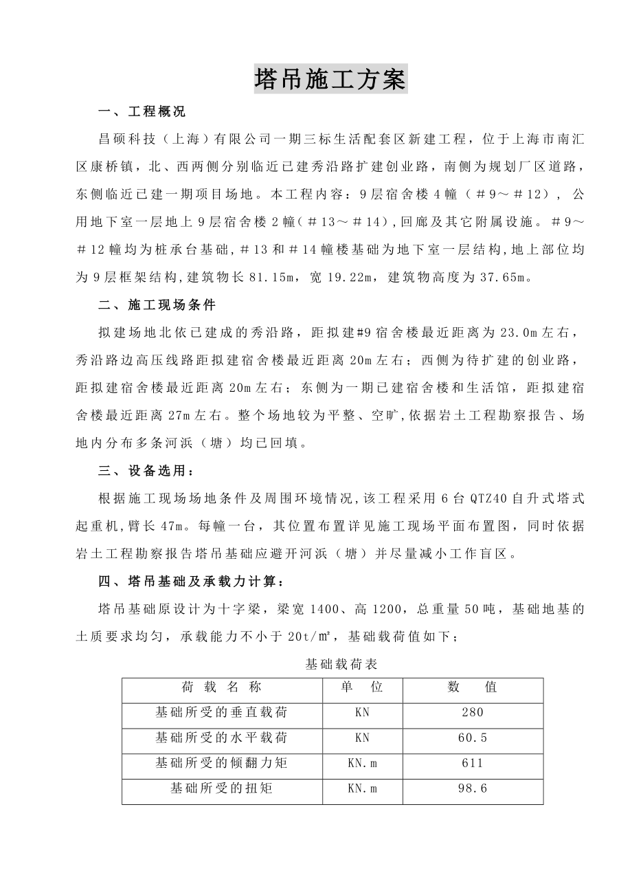 生活配套区新建工程塔吊施工方案.doc_第1页