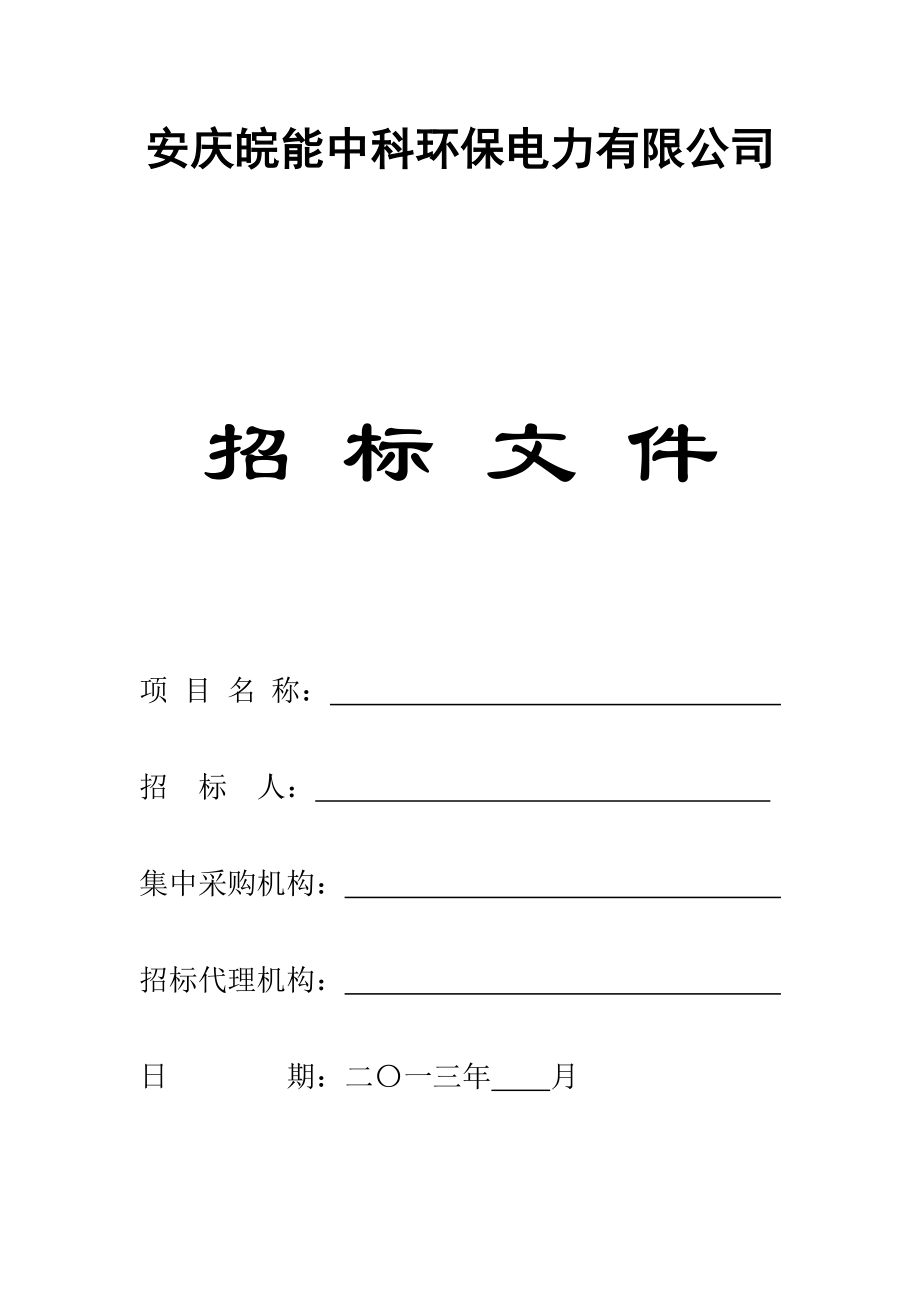 安庆皖能中科环保电力有限公司投标文件.doc_第1页