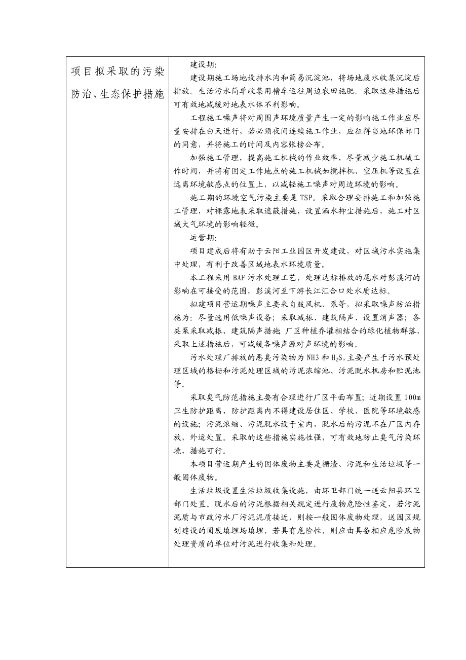 重庆云阳县工业园区污水处理工程（C区松树包片区）项目环境影响评价报告书.doc_第2页