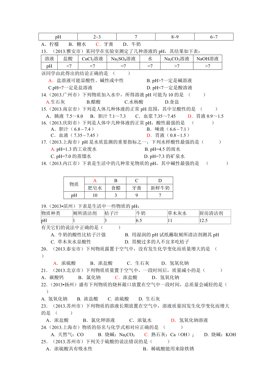 中考化学试题汇编酸、碱、盐.doc_第2页