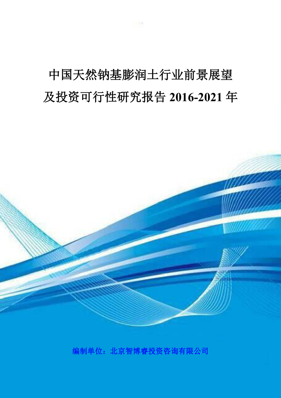 中国天然钠基膨润土行业前景展望及投资可行性研究报告2021.doc_第1页