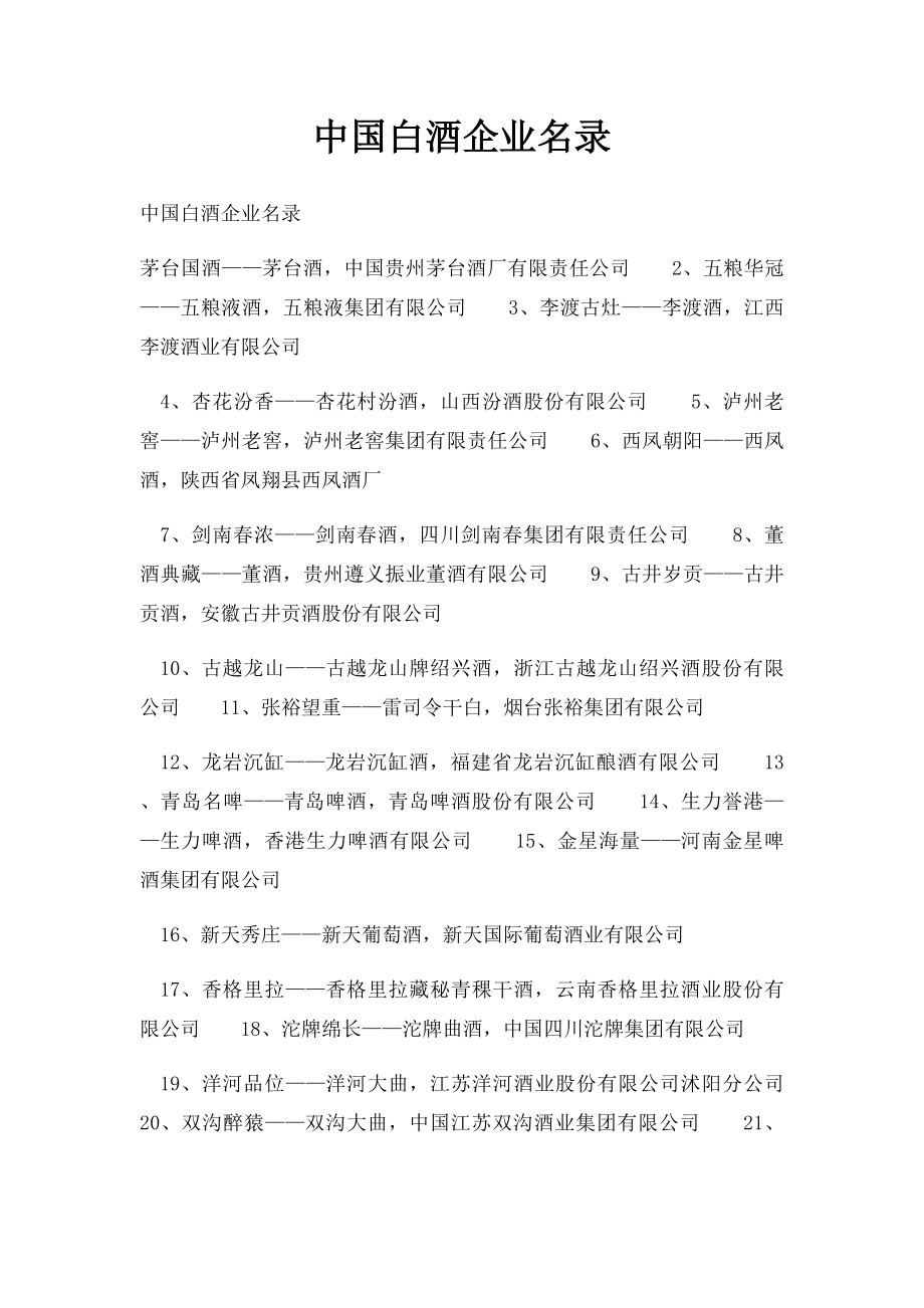 中国白酒企业名录.docx_第1页
