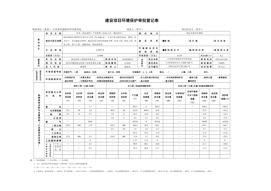 东莞（清远连阳）产业转移工业园A区（测试项目）项目环境影响报告书 .doc_第1页