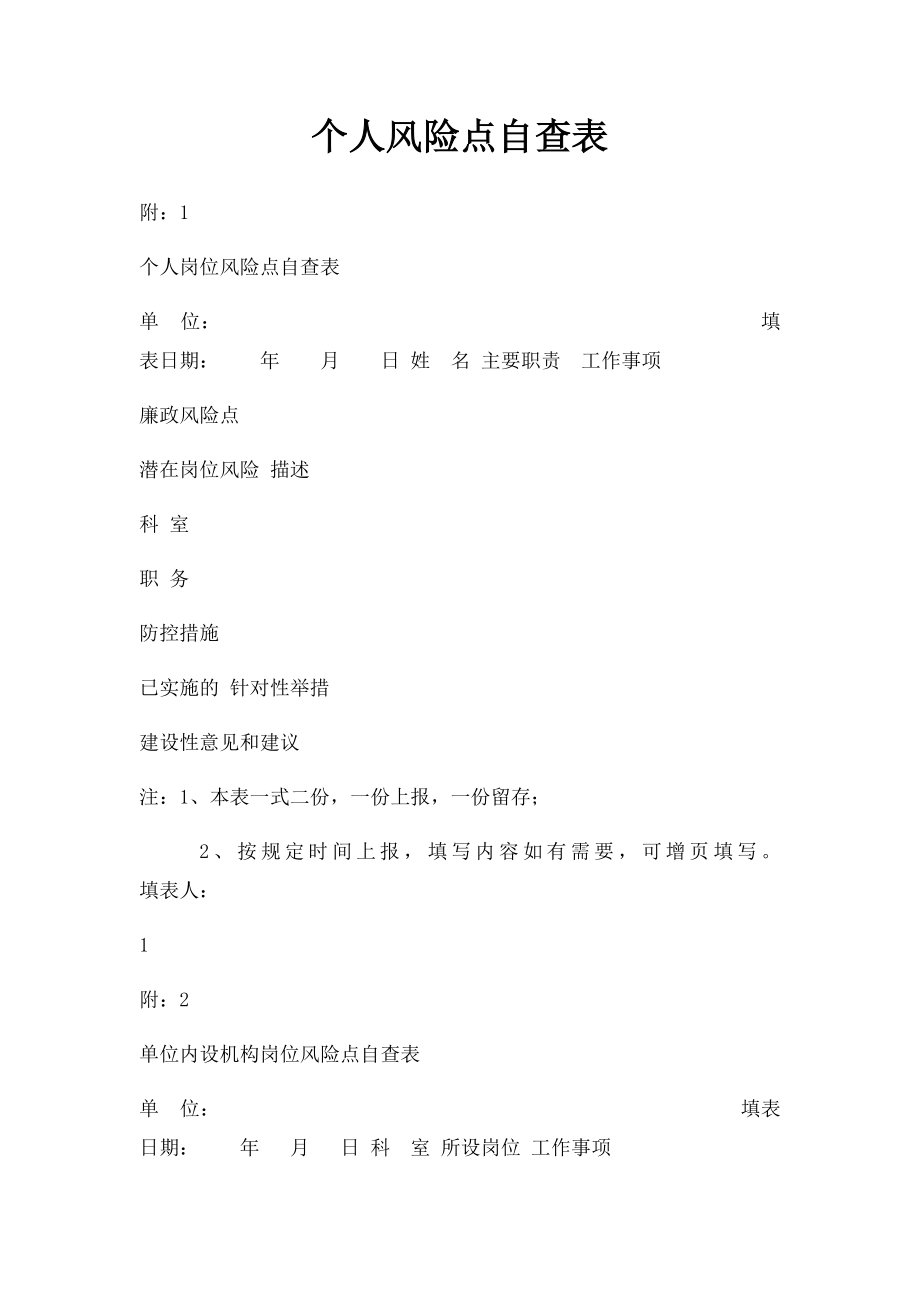 个人风险点自查表.docx_第1页