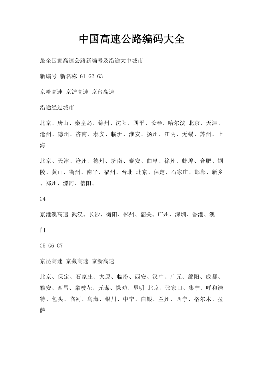 中国高速公路编码大全.docx_第1页