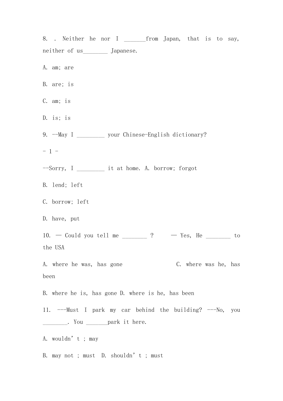 中职英语基础模块2 单元练习.docx_第3页