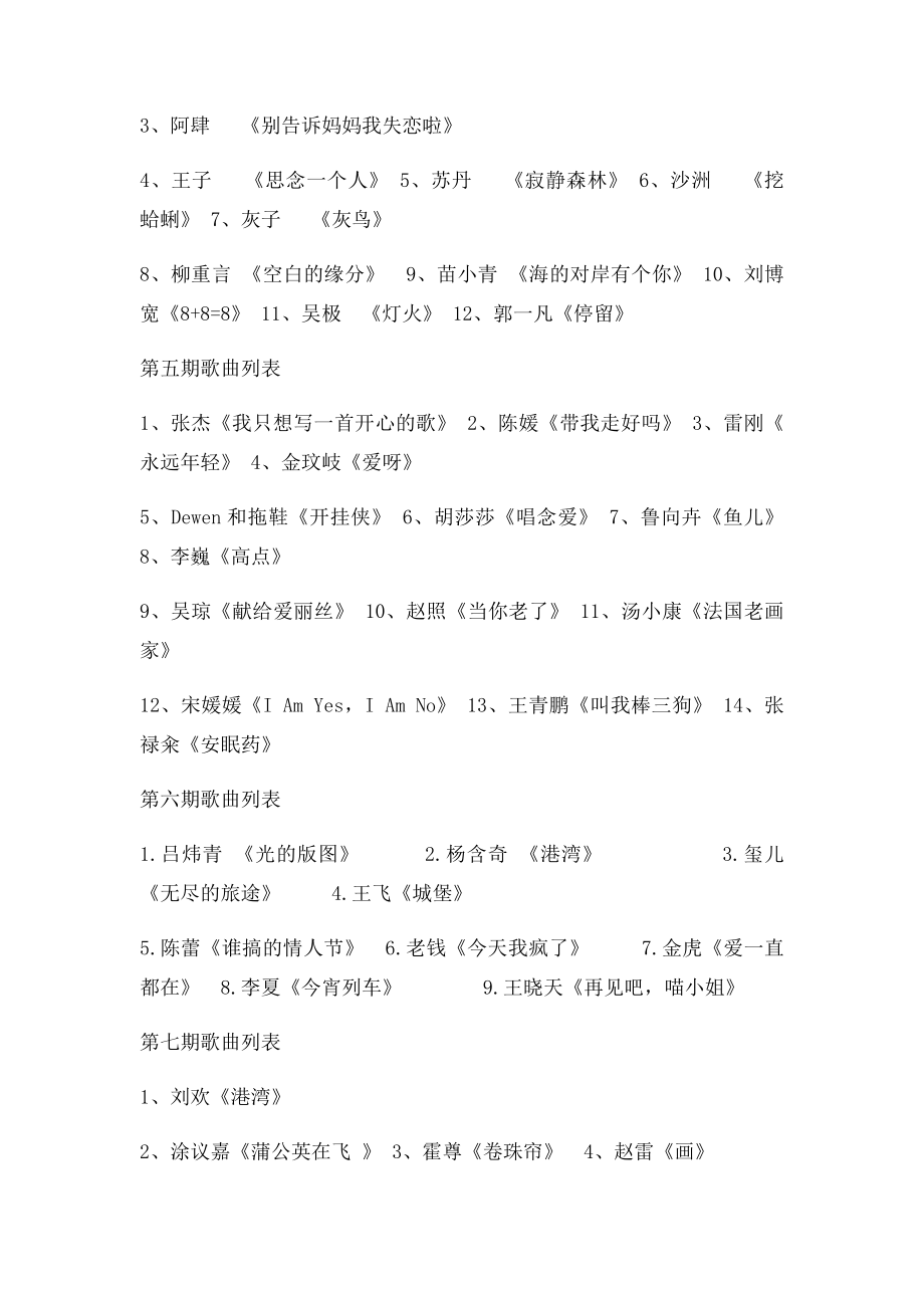 中国好歌曲全部歌曲列表.docx_第2页
