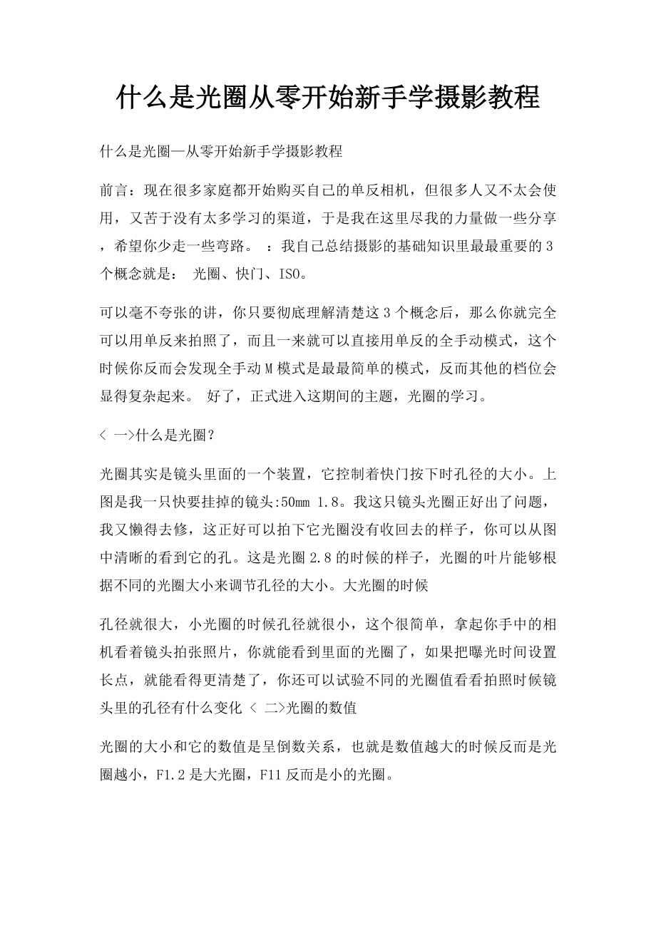 什么是光圈从零开始新手学摄影教程.docx_第1页