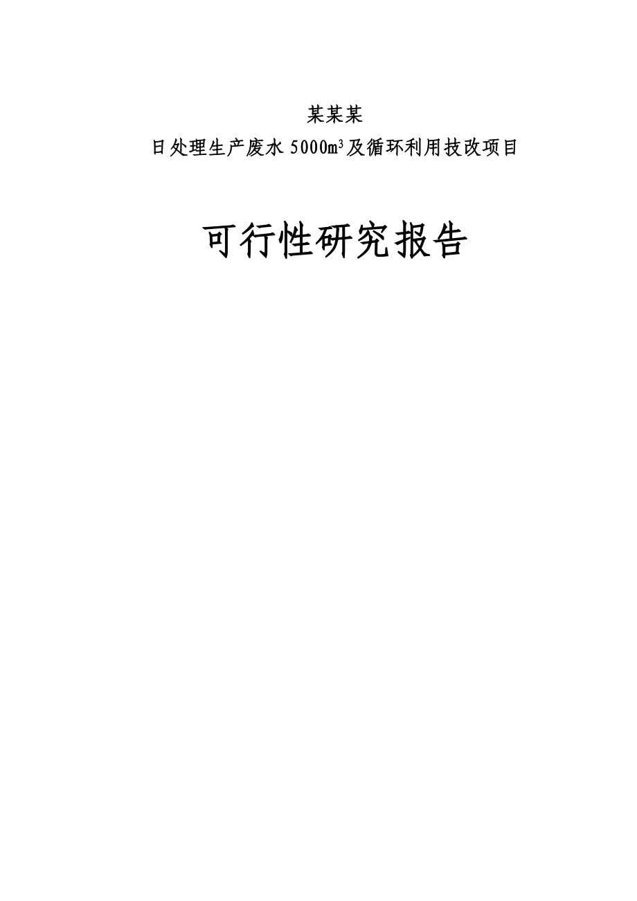 日处理生产废水5000m3d及循环利用技改项目可行性研究报告（优秀甲级资质可研报告110页） .doc_第1页