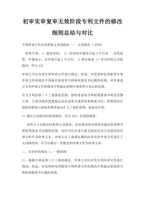 初审实审复审无效阶段专利文件的修改细则总结与对比.docx