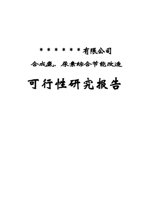 某某合成氨、尿素综合节能改造项目可行性研究报告（优秀甲级资质资金申请报告）.doc