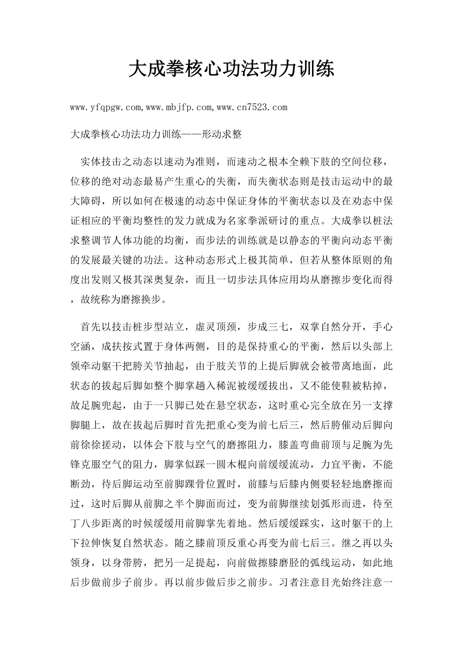 大成拳核心功法功力训练.docx_第1页