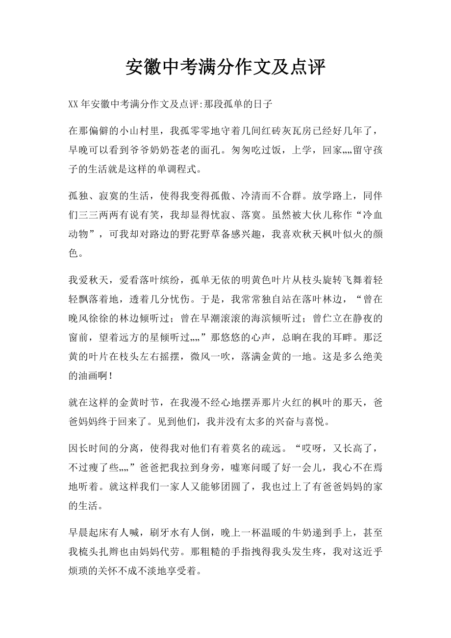 安徽中考满分作文及点评.docx_第1页