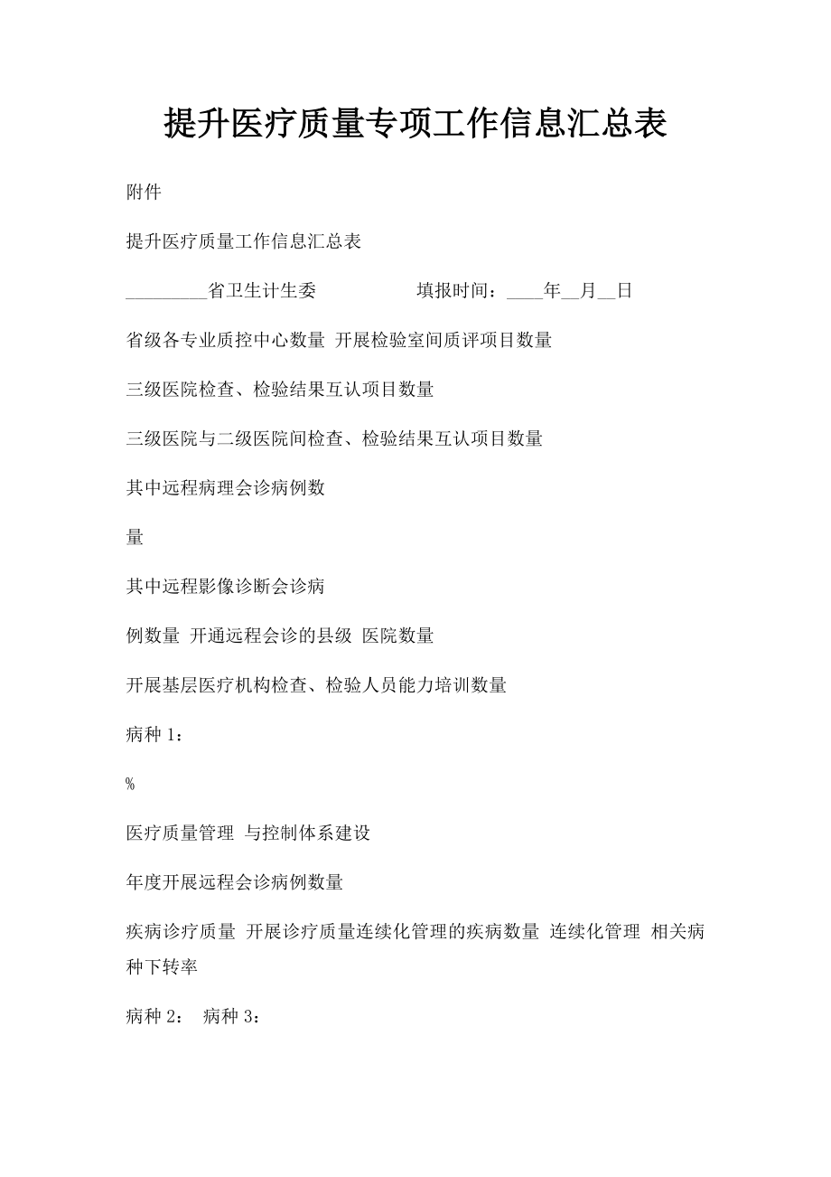 提升医疗质量专项工作信息汇总表.docx_第1页