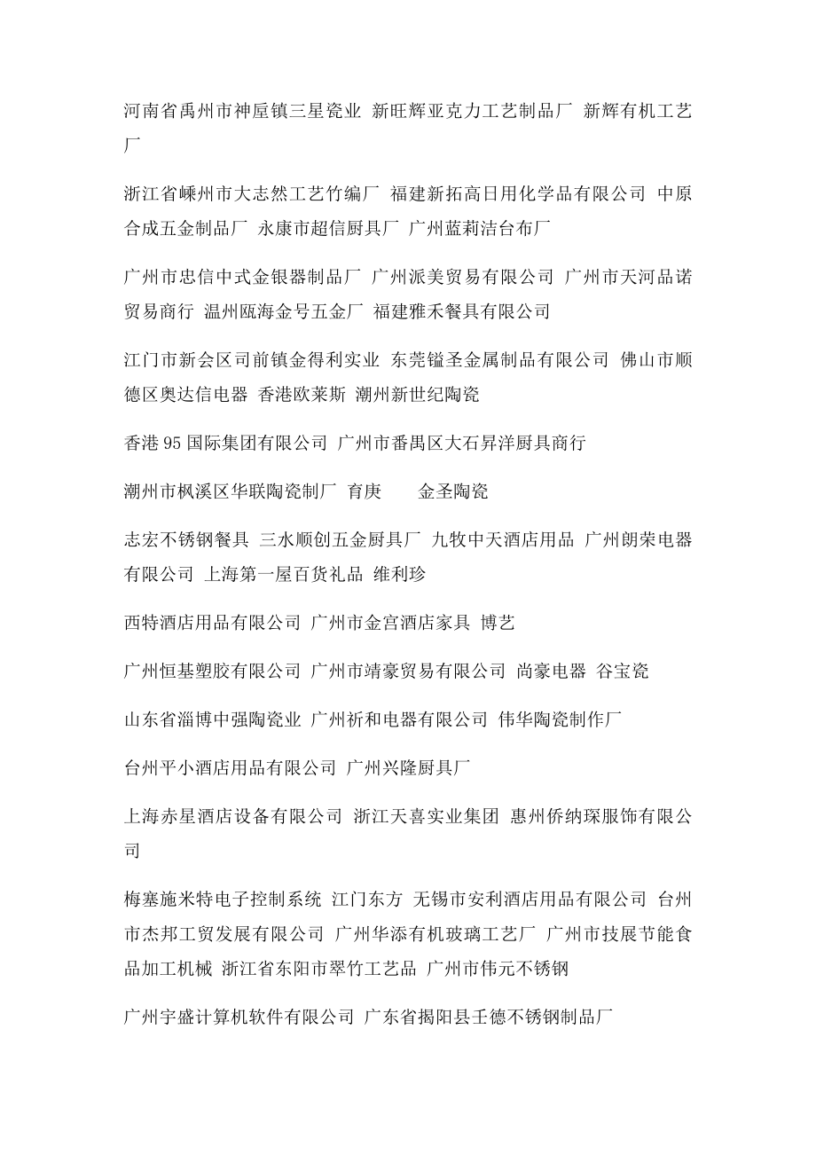 广州国际酒店用品展展商名录.docx_第2页
