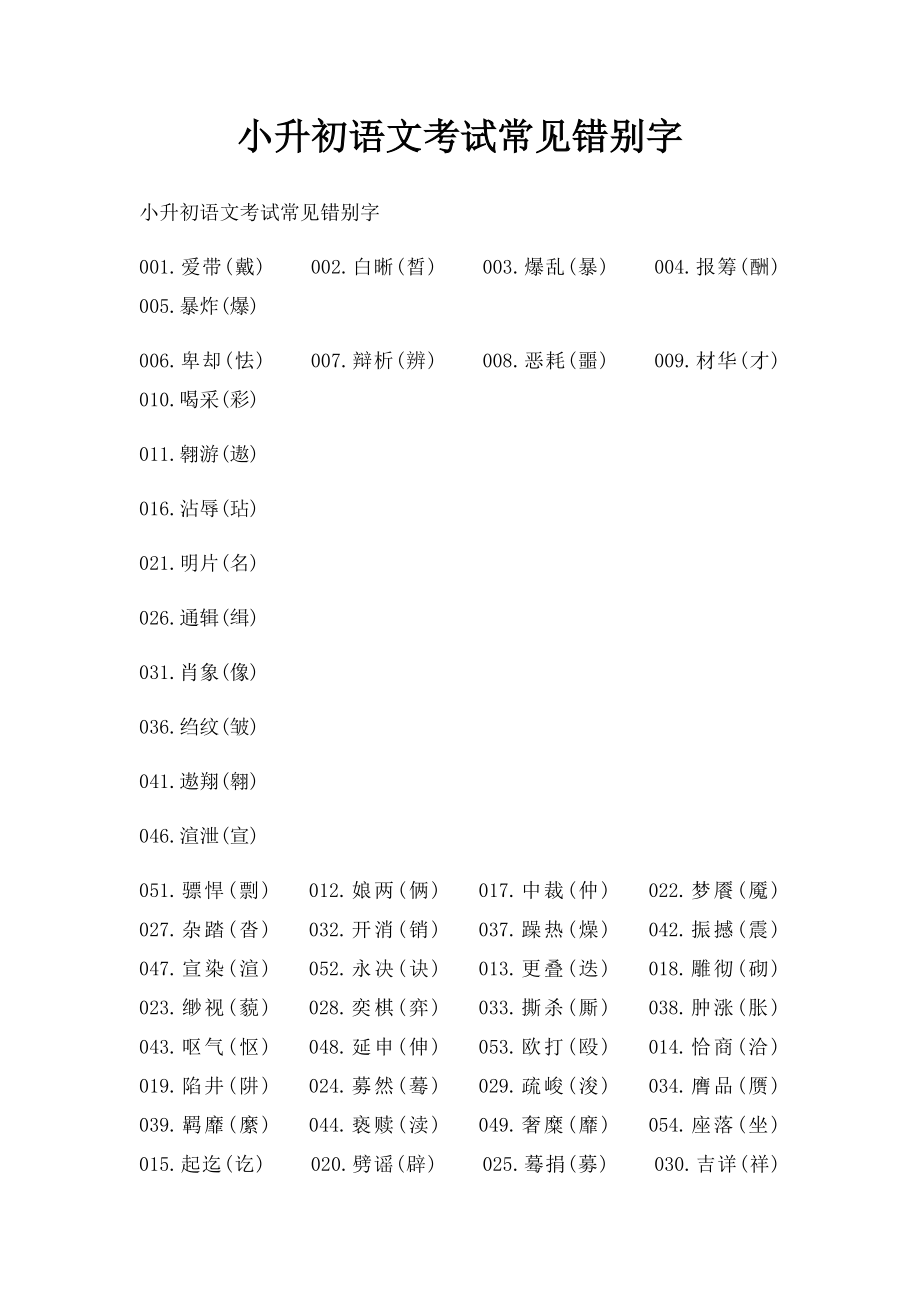 小升初语文考试常见错别字.docx_第1页