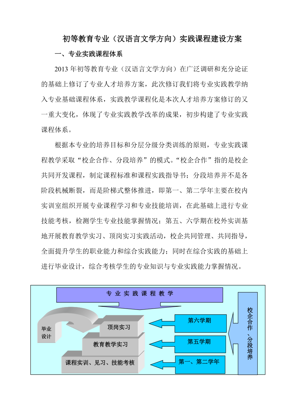 初等教育专业实践课程建设方案.doc_第1页