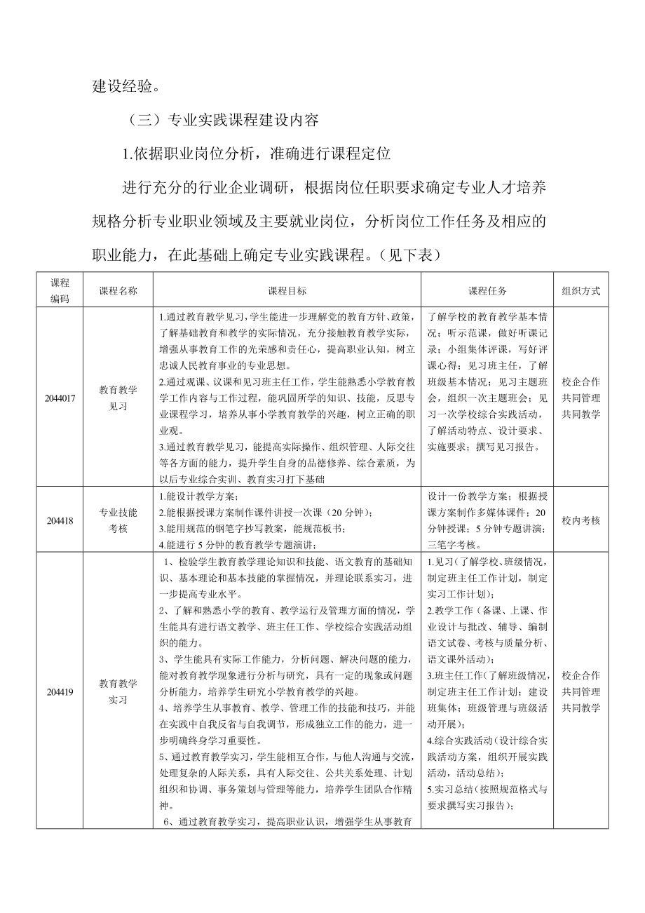 初等教育专业实践课程建设方案.doc_第3页