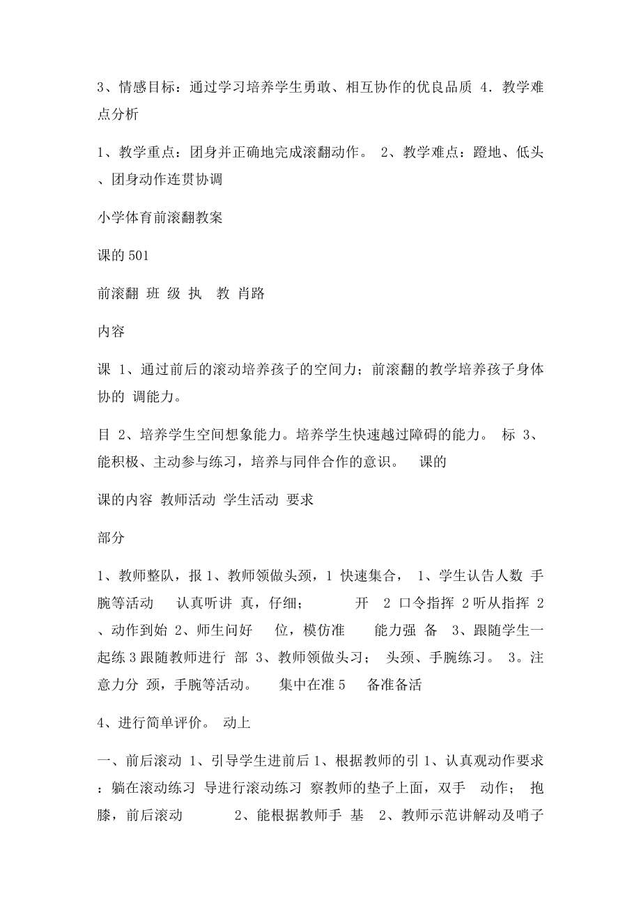 小学五年级体育前滚翻的教案.docx_第2页