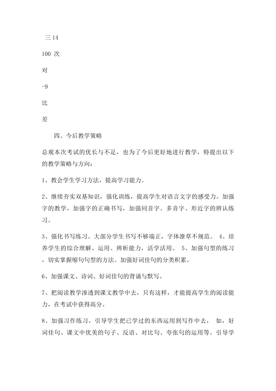 小学四年级语文十一月月考质量分析.docx_第3页