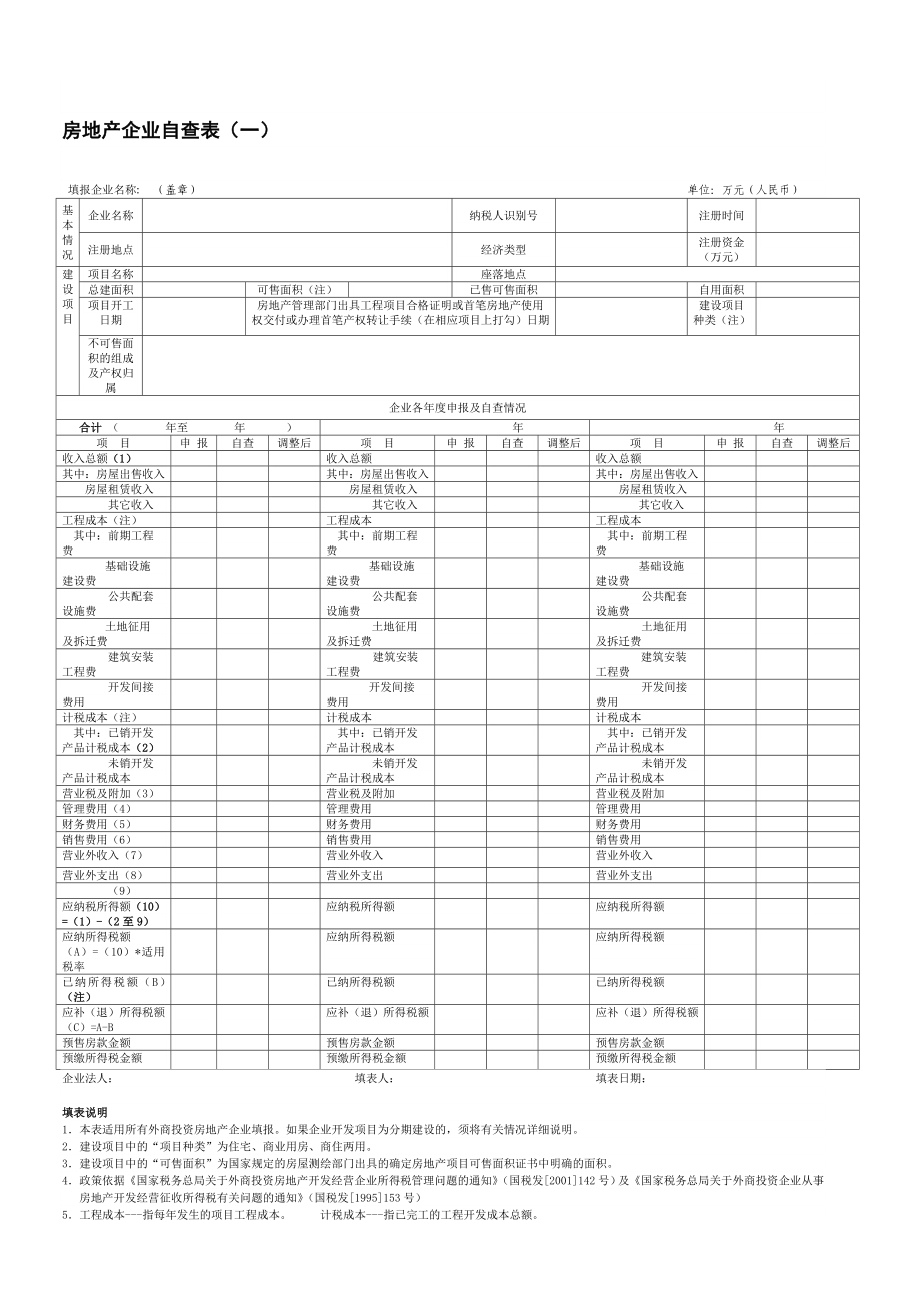 房地产企业自查表(一).doc_第1页