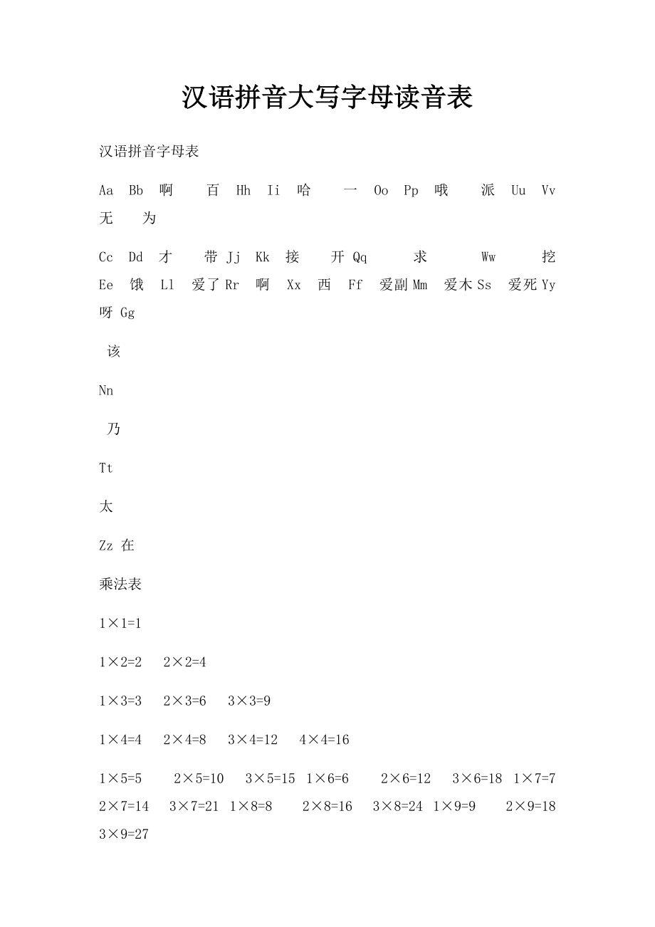 汉语拼音大写字母读音表.docx_第1页