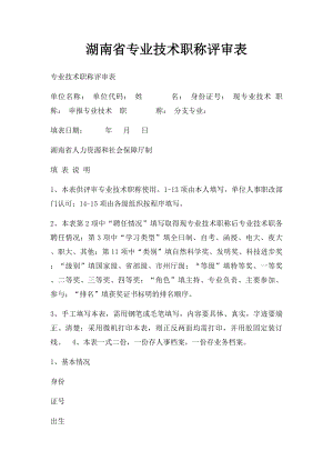 湖南省专业技术职称评审表.docx