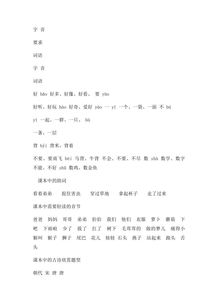 沪教小学语文一年级上册期中词语汇集.docx_第2页