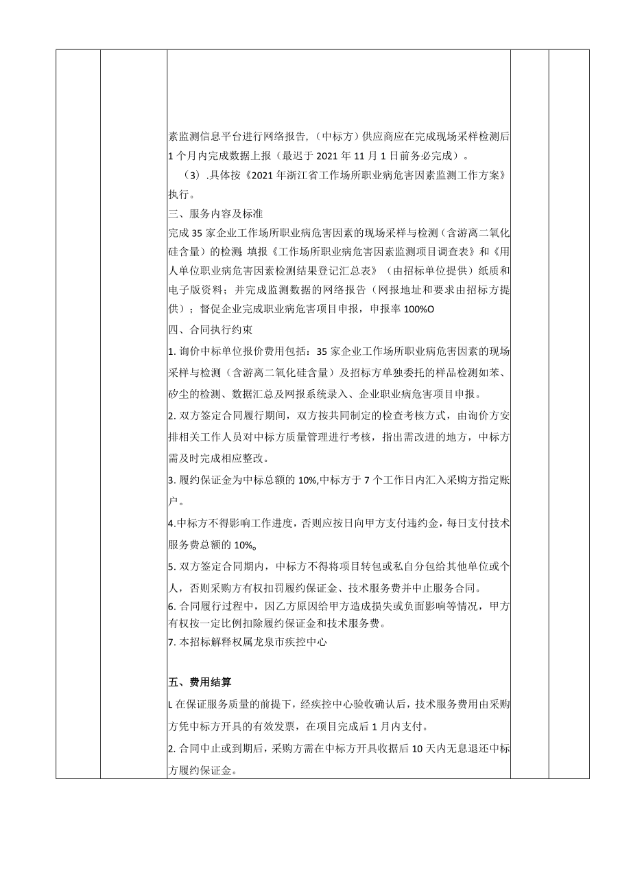 龙泉市工作场所职业病危害因素监测项目技术服务要求.docx_第2页